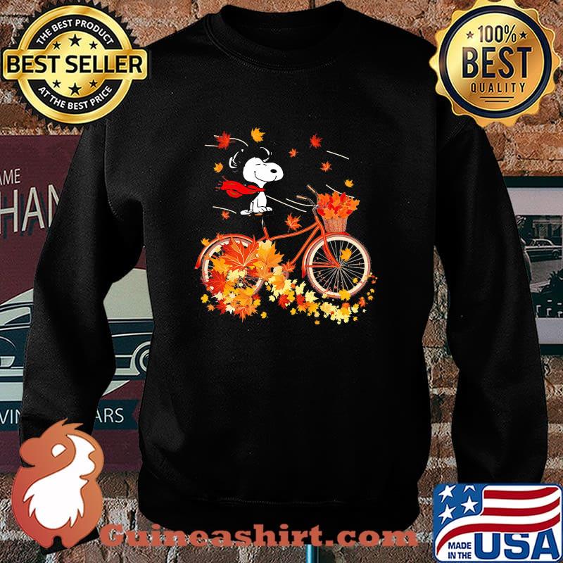 Snoopy riding bicycle leaves tree fall s Sweater
