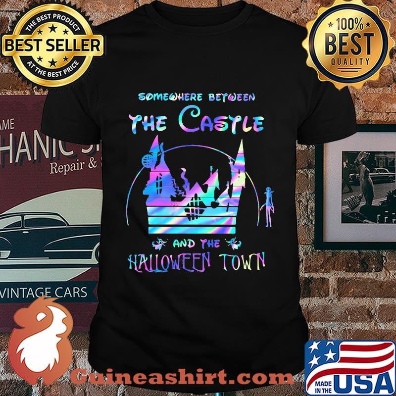 Somewhere between the castle and the halloween town disney tinkerbell shirt