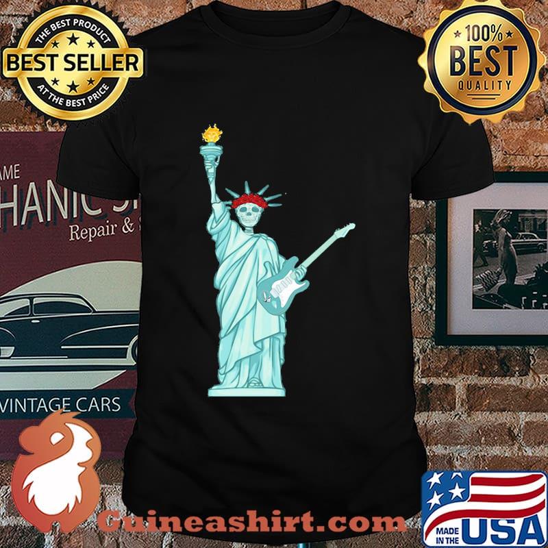 Statue of liberty skull playing guitar shirt