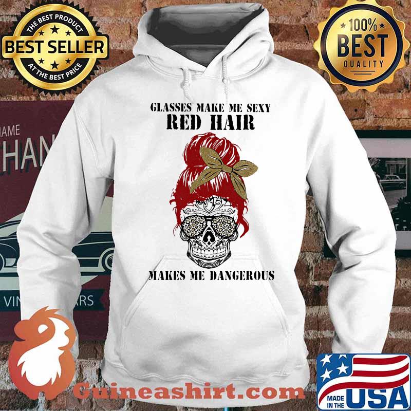 Sugar skull glasses make me sexy red hair makes me dangerous leopard s Hoodie