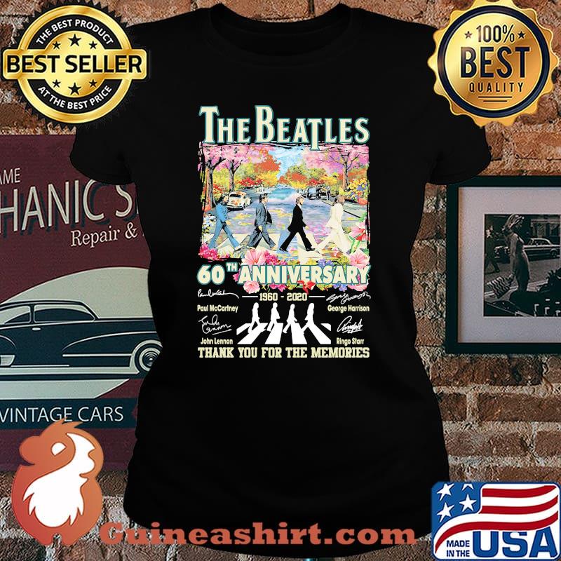 The band abbey road 60th anniversary 1960 2020 thank you for the memories signatures flowers s Laides tee