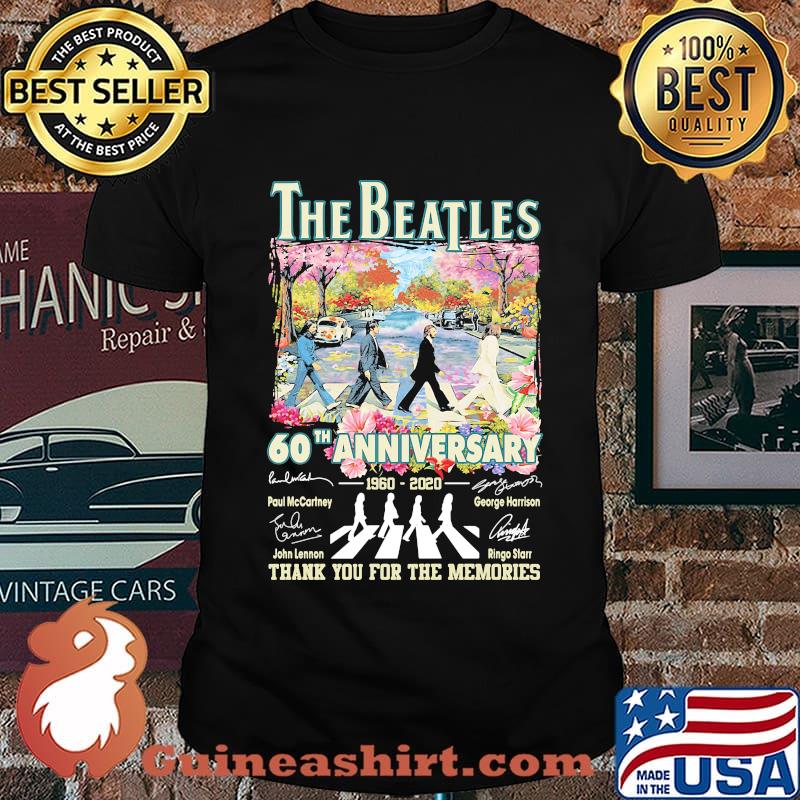 The band abbey road 60th anniversary 1960 2020 thank you for the memories signatures flowers shirt
