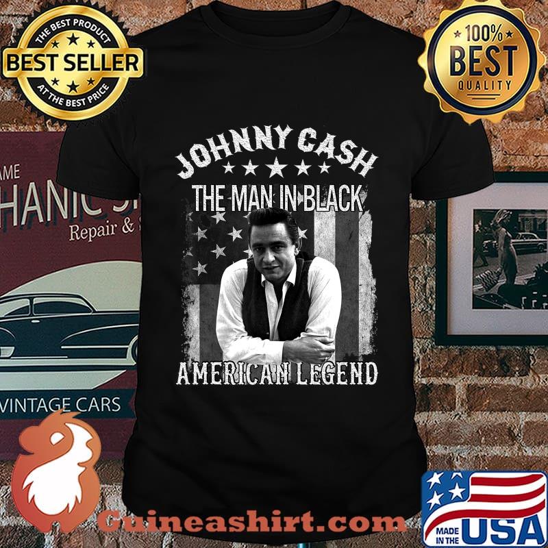 The Man In Black Vintage Johnny Tee Cash Retro Flag American T-Shirt