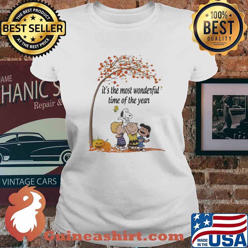 The peanuts it's the most wonderful time the year leaves tree s Ladies tee