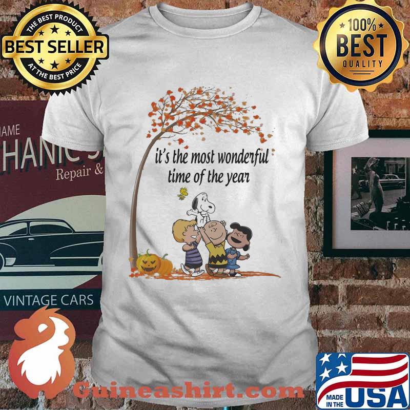 The peanuts it's the most wonderful time the year leaves tree shirt