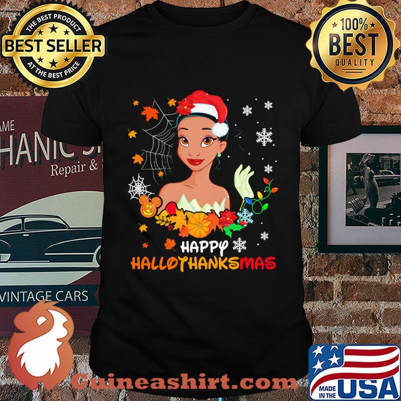 Tiana happy hallothanksmas halloween thanksgiving christmas shirt