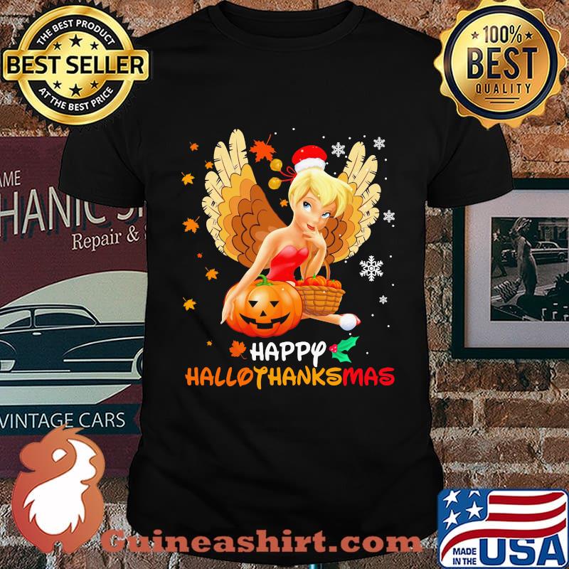Tinkerbell happy hallothanksmas halloween thanksgiving christmas shirt