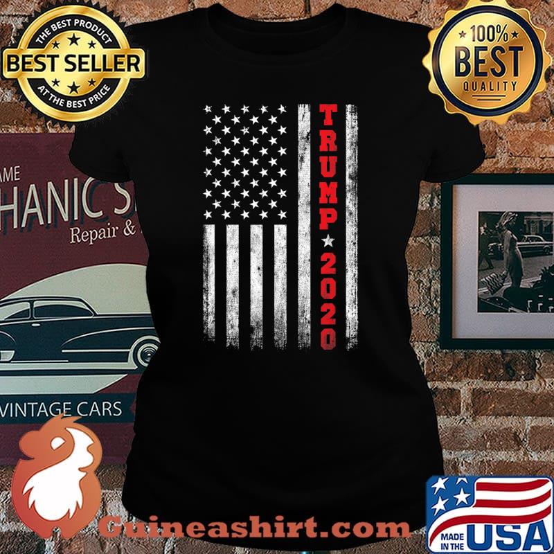 Trump 2020 American Flag Vintage T-Shirt Laides tee