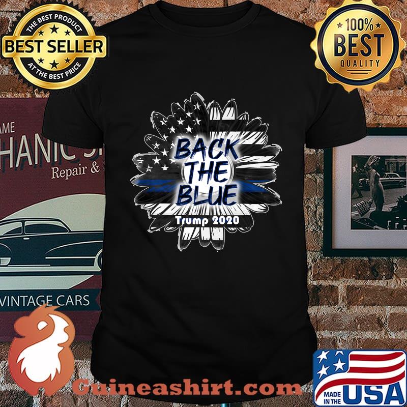 Trump 2020 Back The Blue Cop Thin Blue Line Flag Sunflower Premium T-Shirt