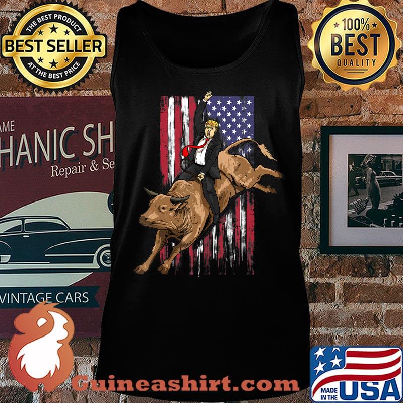 Trump Rodeo Bull Rider Patriotic American Flag Cowboys T-Shirt Tank top