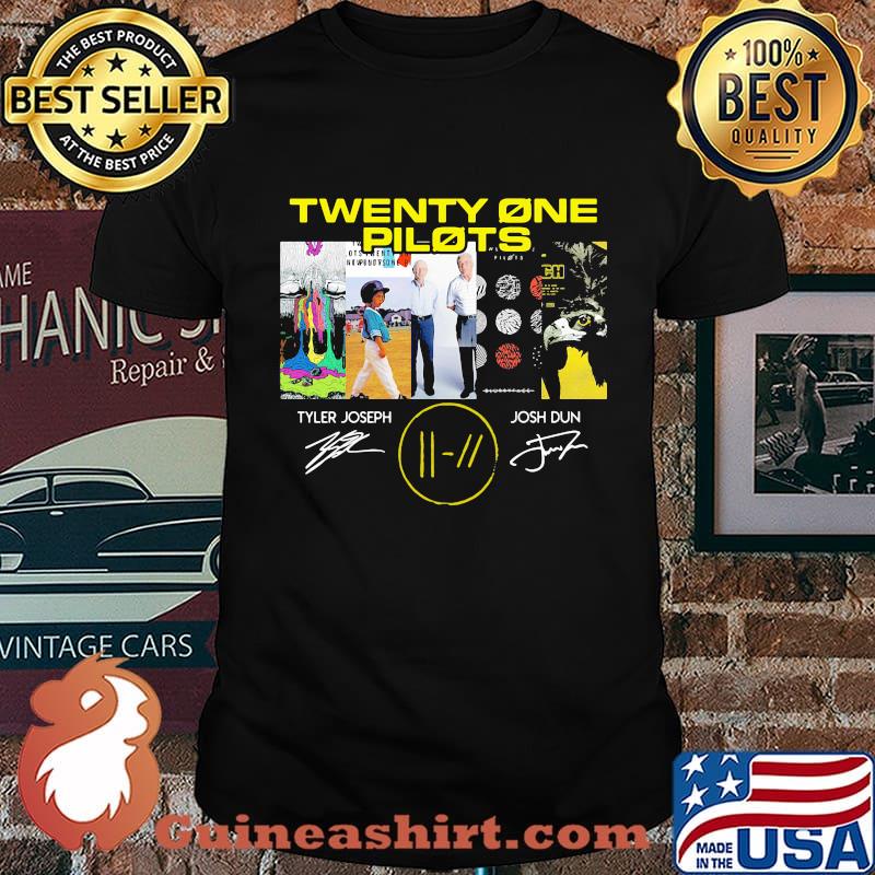 Twenty one pilots band tyler joseph josh dun signatures shirt
