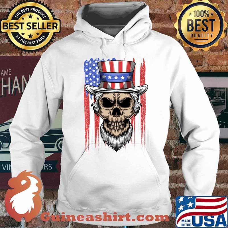 Uncle Skull 4th of July American Flag Patriotic Skull Sam Shirt Hoodie