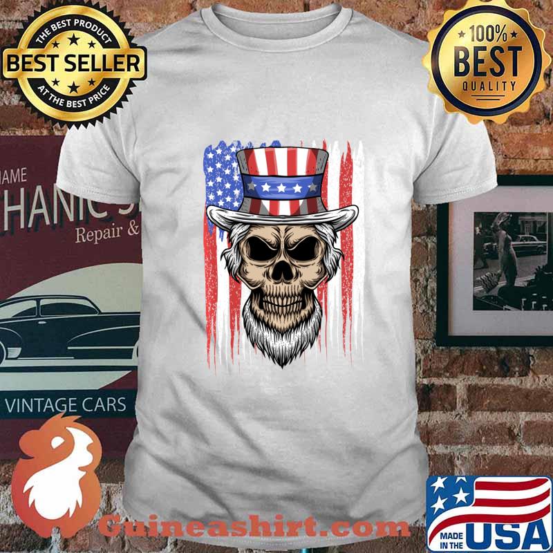 Uncle Skull 4th of July American Flag Patriotic Skull Sam Shirt