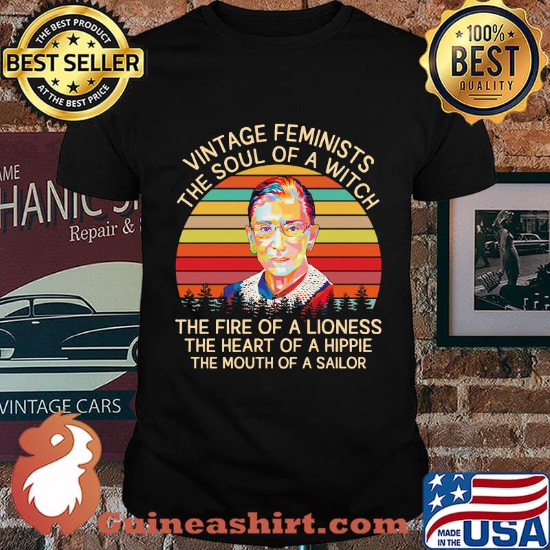 Vintage feminists the soul of a witch the fire of a lioness the heart of a hippie the mouth of a sailor vintage retro shirt