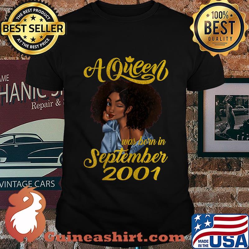 Womens A Queen Was Born in September 2001 19th Birthday Gift T-Shirt