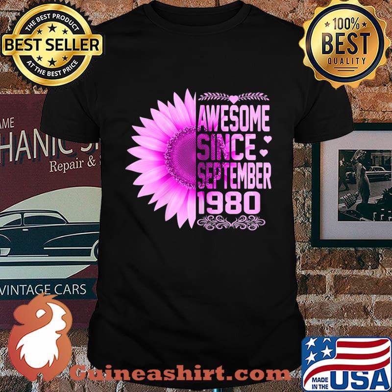Womens Awesome Since September 1980 40th Bday Gift 40 Years Old T-Shirt