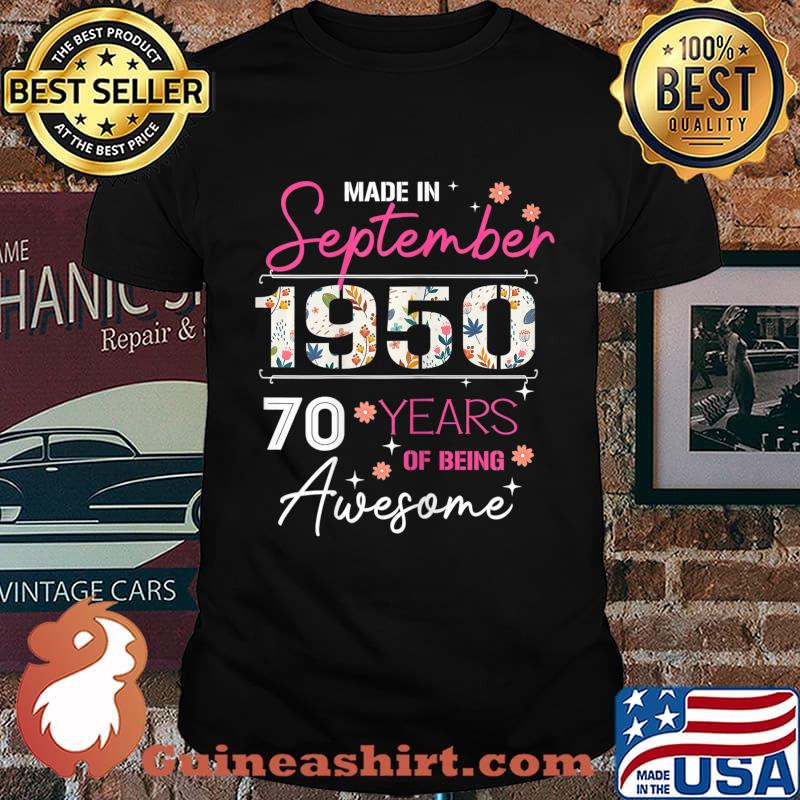 Womens Made In September 1950 70 Years Old 70th Birthday Gift T-Shirt