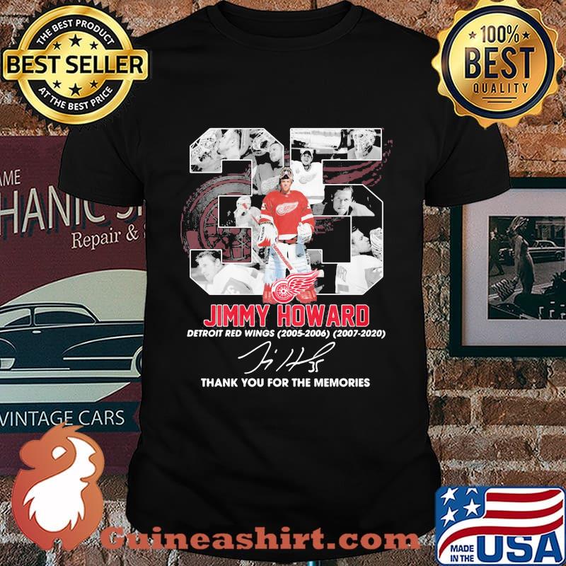 35 jimmy howard detroit red wings 2005 2020 thank for the memories signatures shirt