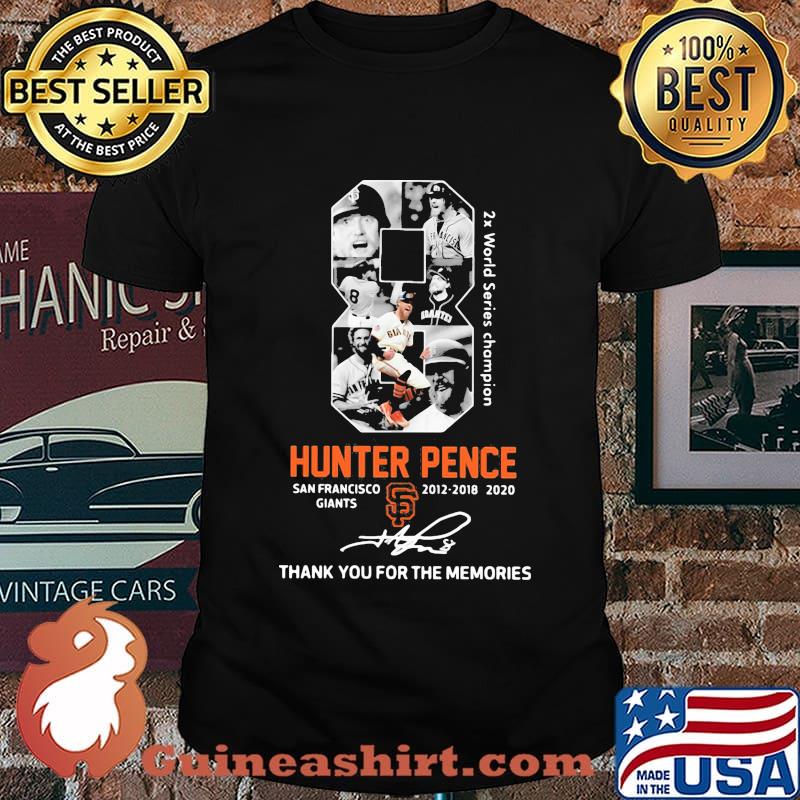 8 hunter pence san francisco giants 2012 2020 thank for the memories signatures shirt