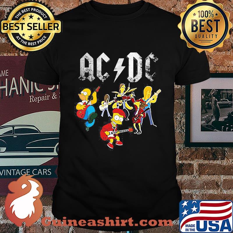 Acdc band the simpsons playing guitars members shirt