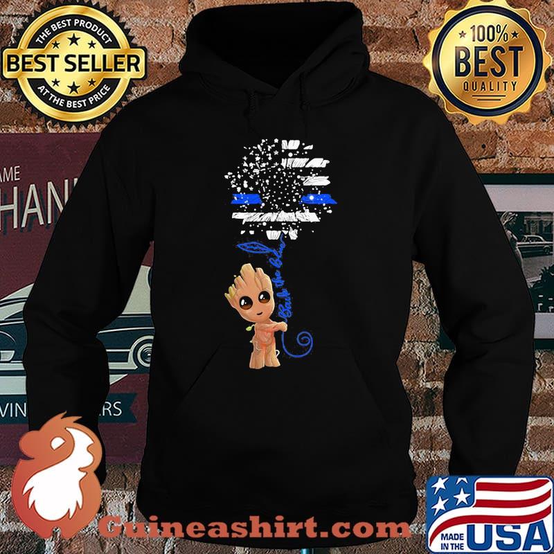 Baby groot holding back the blue sunflower american flag s Hoodie