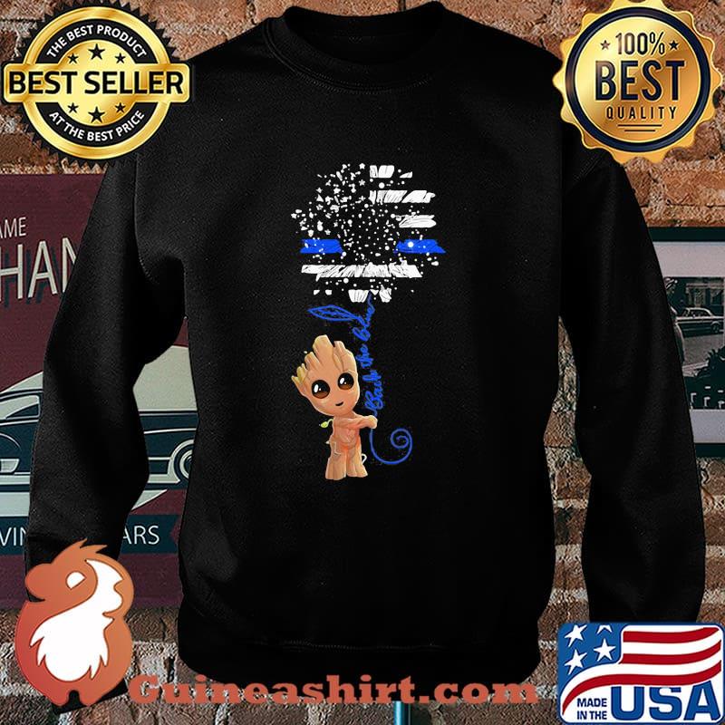 Baby groot holding back the blue sunflower american flag s Sweater