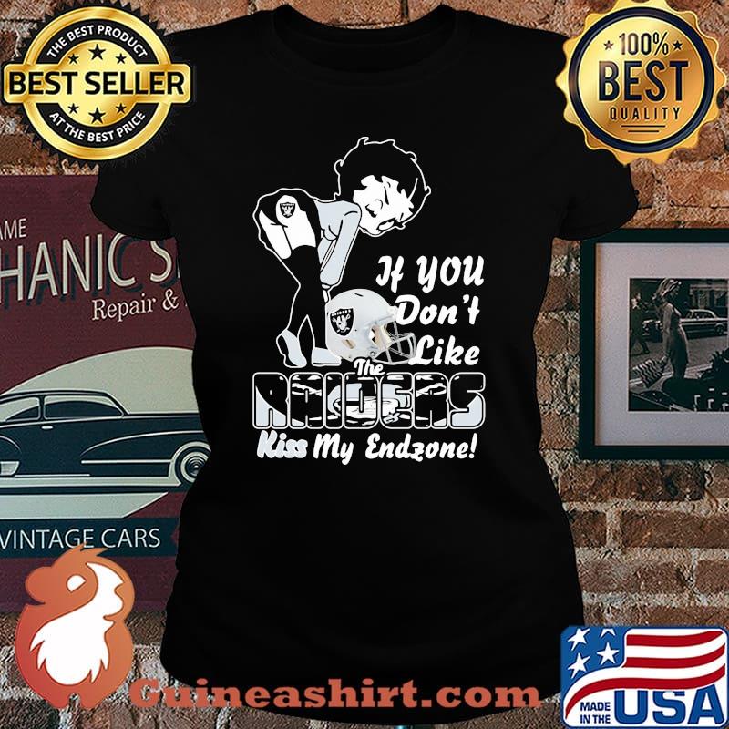 Betty boop if you don't like the oklahoma raiders kiss my endzone s Laides tee