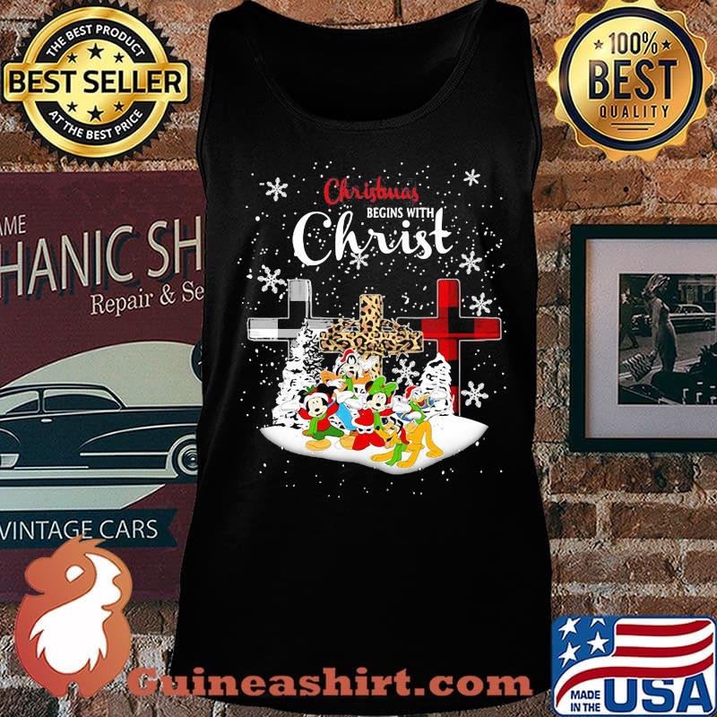 Christmas begins with christ jesus mickey mouse cartoon leopard s Tank top