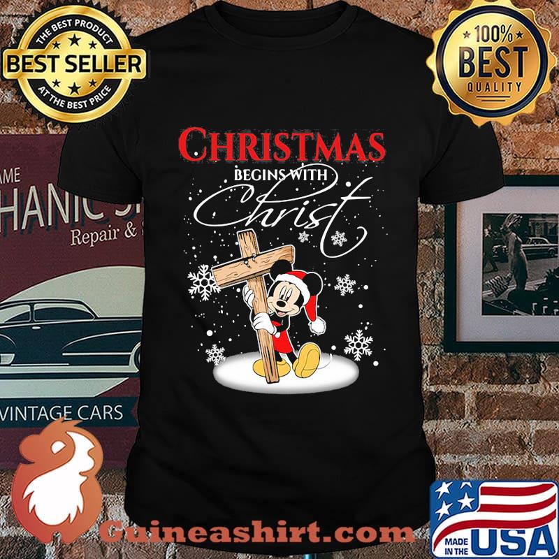 Christmas begins with christ jesus mickey mouse shirt