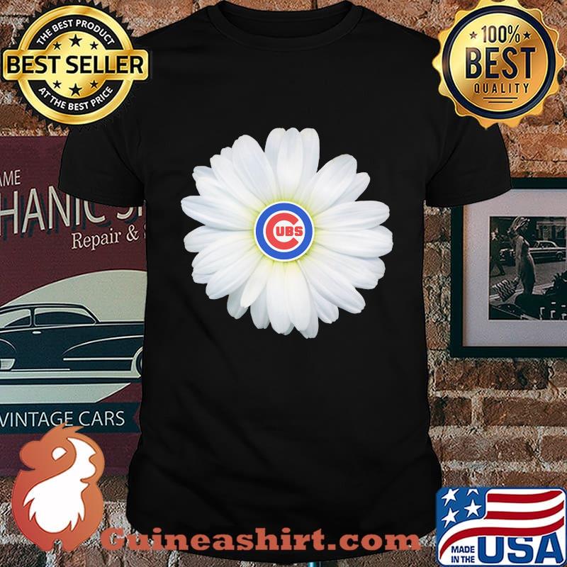 Chrysanthemum flowers chicago cubs baseball logo shirt