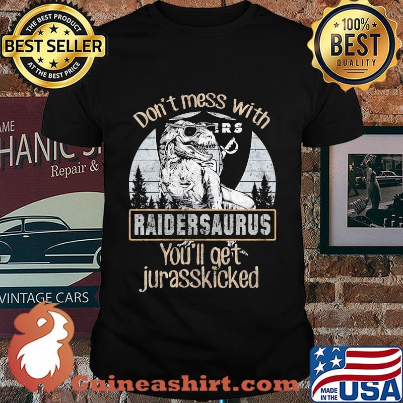 Dinosaur don't mess with oklahoma raiders you'll get jurasskicked vintage retro shirt
