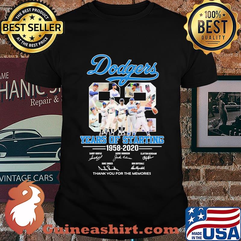 Dodgers years of starting world series 2020 signature shirt