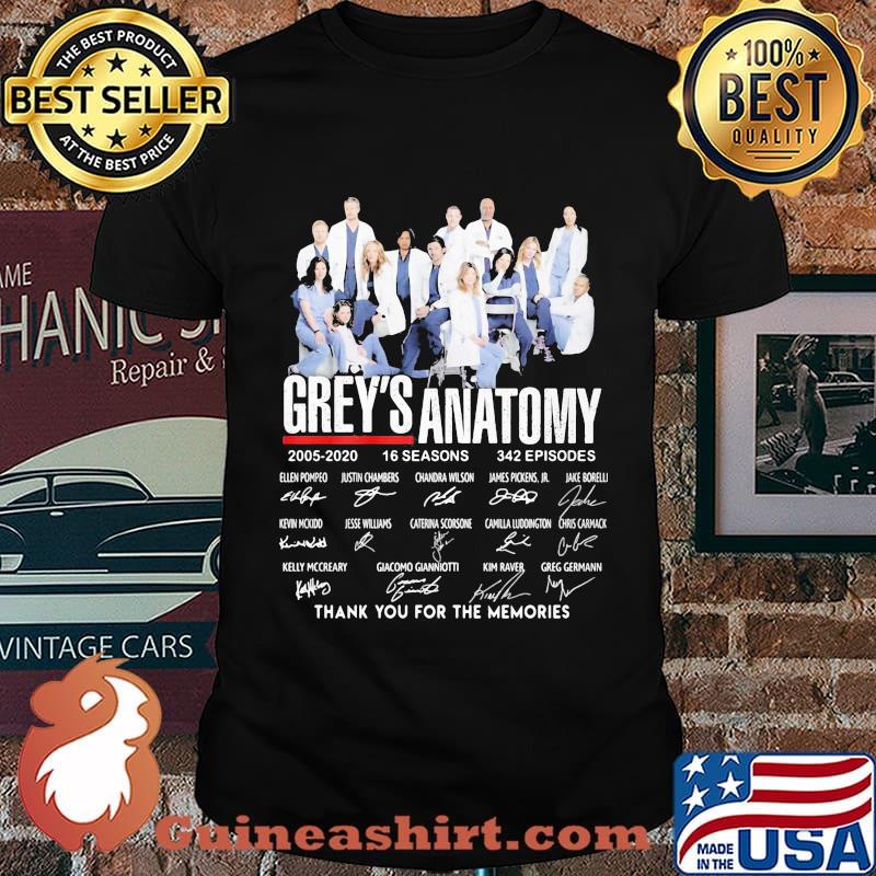 Grey's anatomy 2005 2020 16 seasons 342 episodes thank for the memories signatures shirt