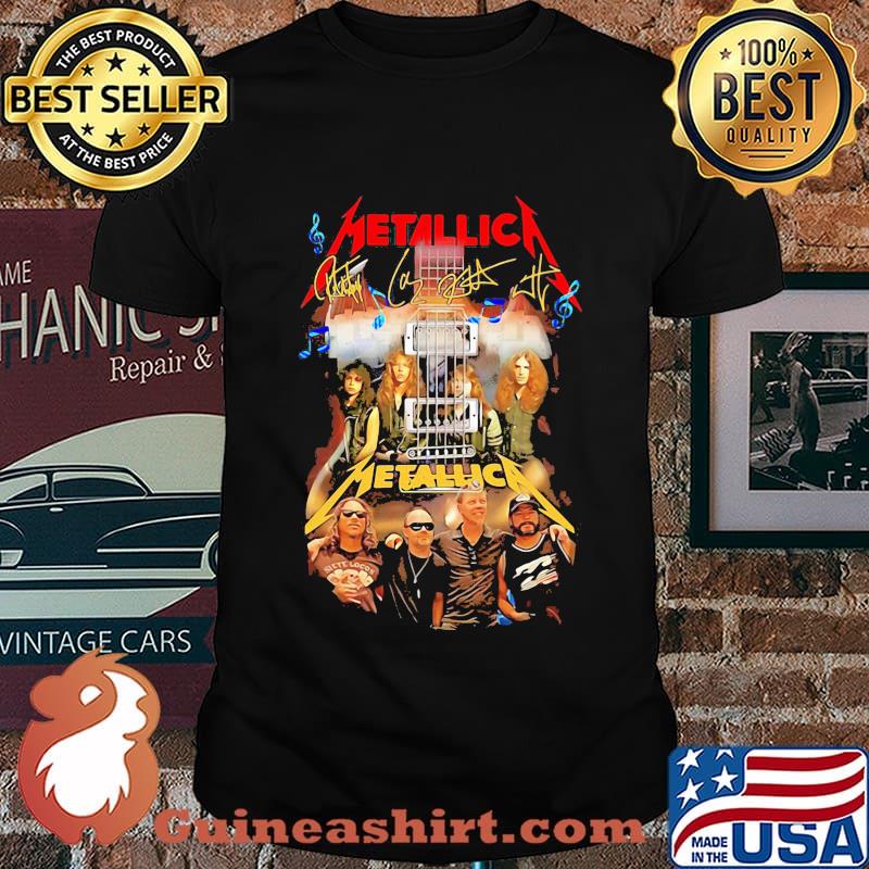 Guitar metallica band members signatures shirt