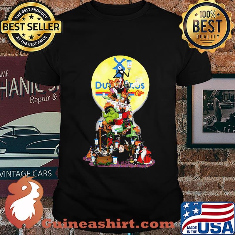 Happy halloween horror characters christmas tree dutch bros coffee shirt