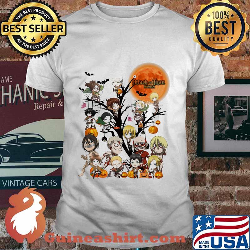 Happy halloween tree attack on titan characters chibi moon shirt