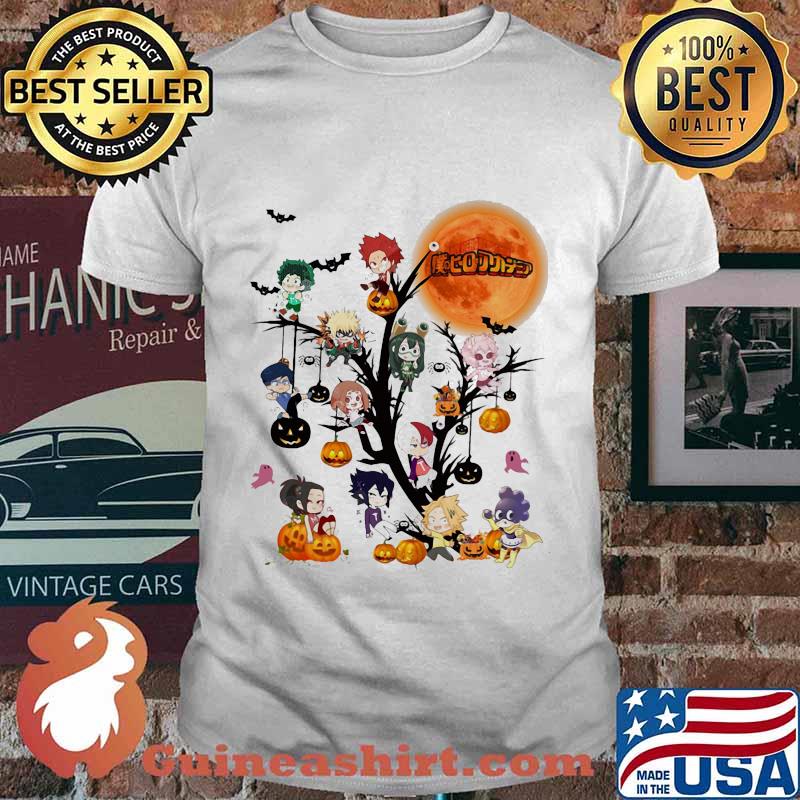 Happy halloween tree my hero characters chibi moon shirt