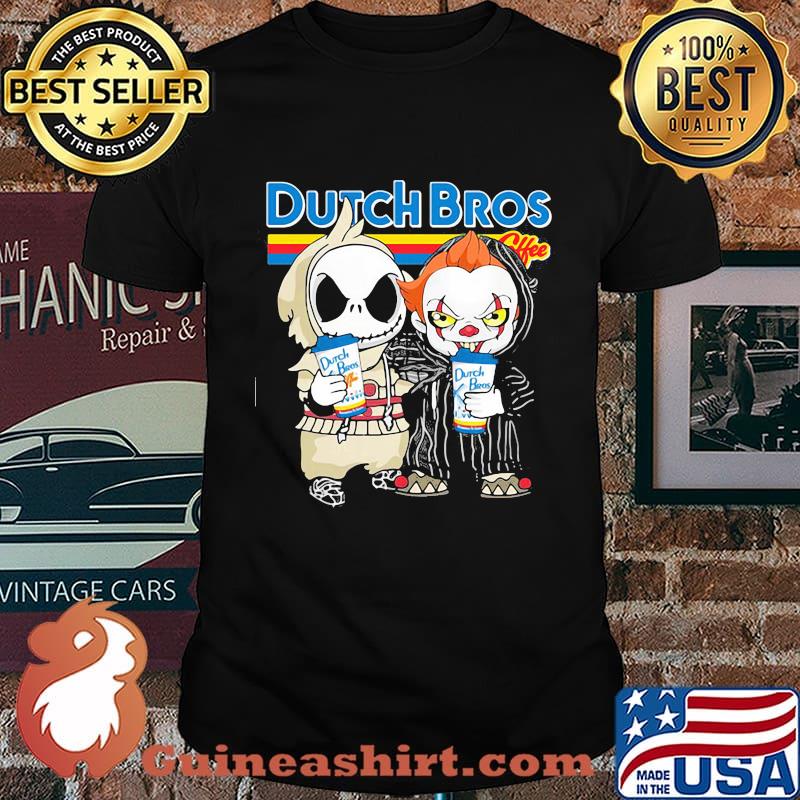 Jack skellington and pennywise dutch bros coffee shirt