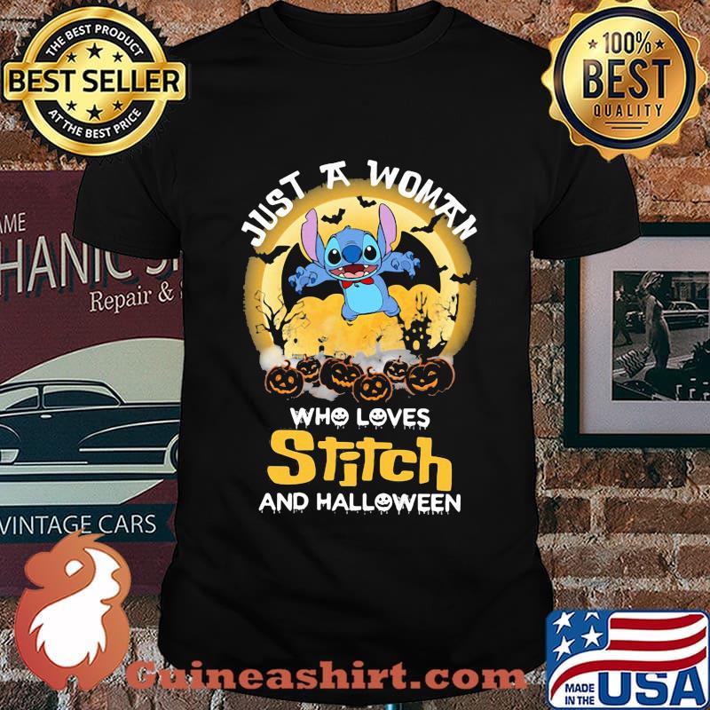 Just a girl who loves stitch and halloween moon shirt