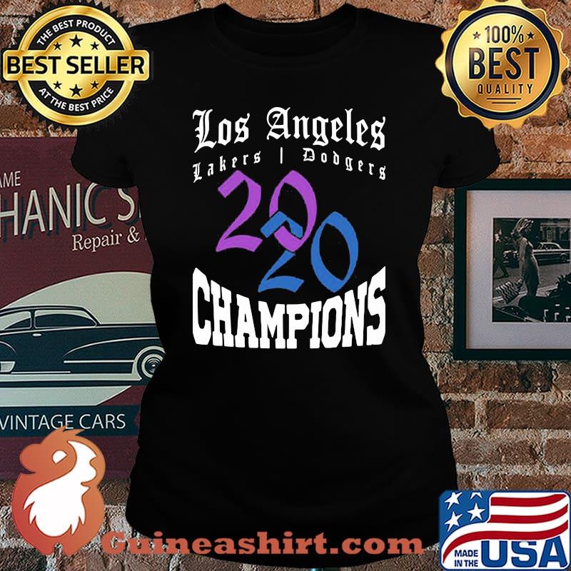 Los Angeles Dodgers Lakers 2020 Champions World Series Baseball Shirt Laides tee