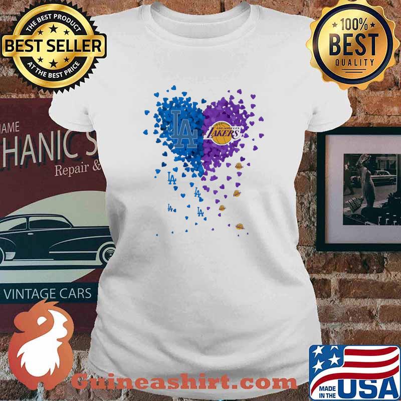 Los angeles dodgers los angeles lakers hearts s Ladies tee