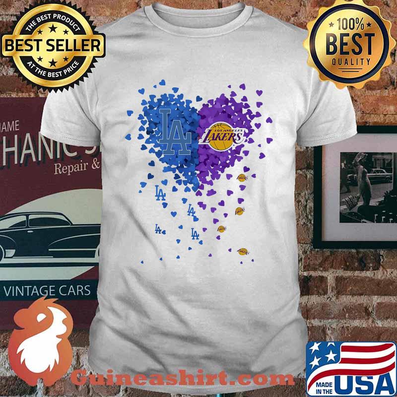 Los angeles dodgers los angeles lakers hearts shirt
