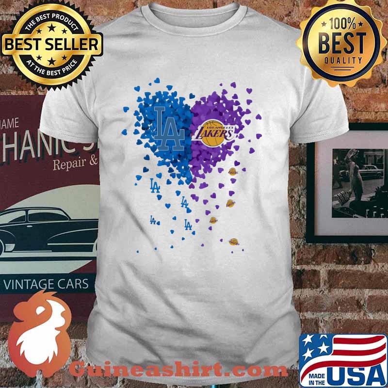 Los angeles dodgers los angeles lakers hearts shirt