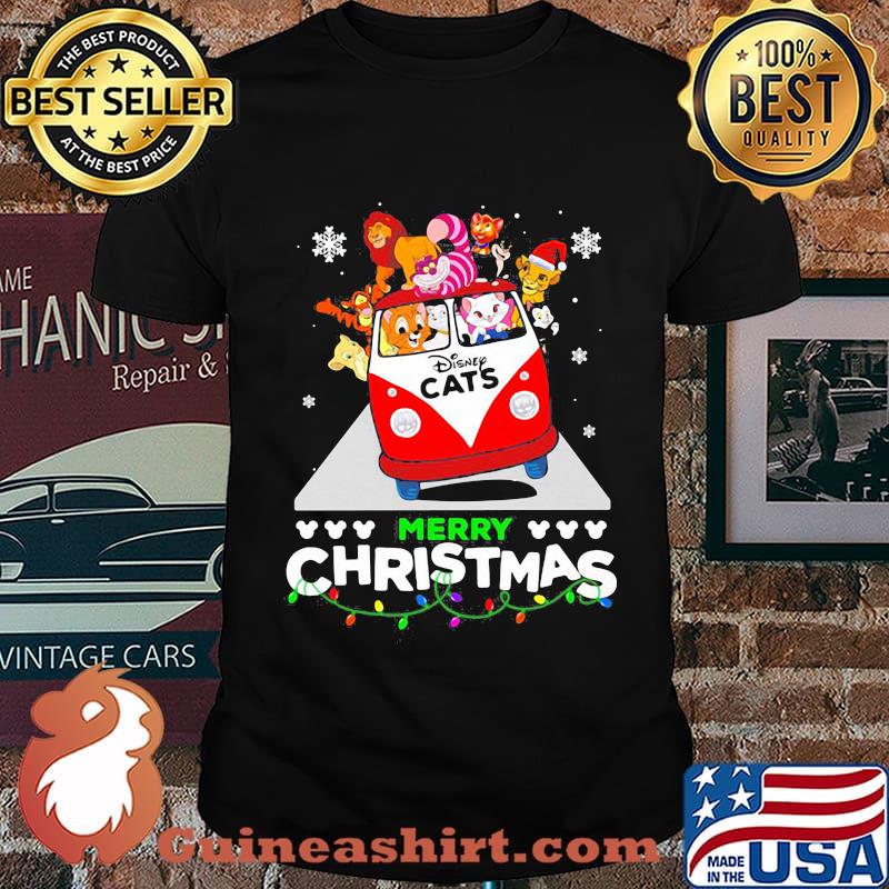 Merry christmas disney cats riding bus shirt