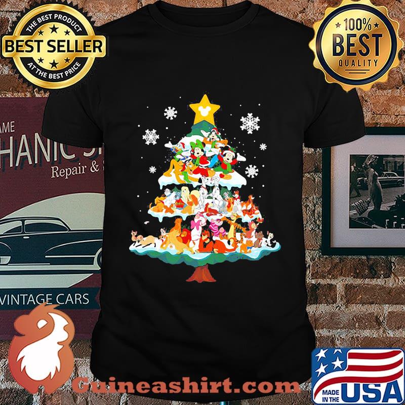 Merry christmas disney characters cartoon tree shirt