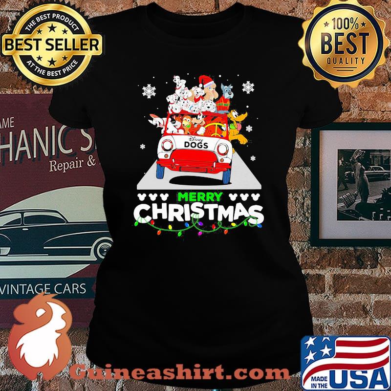Merry christmas disney dogs riding bus s Laides tee