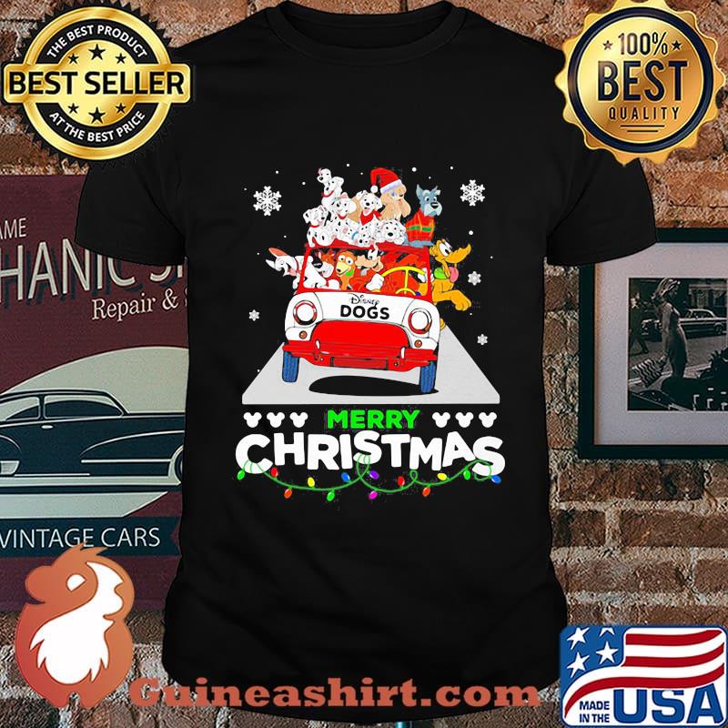 Merry christmas disney dogs riding bus shirt