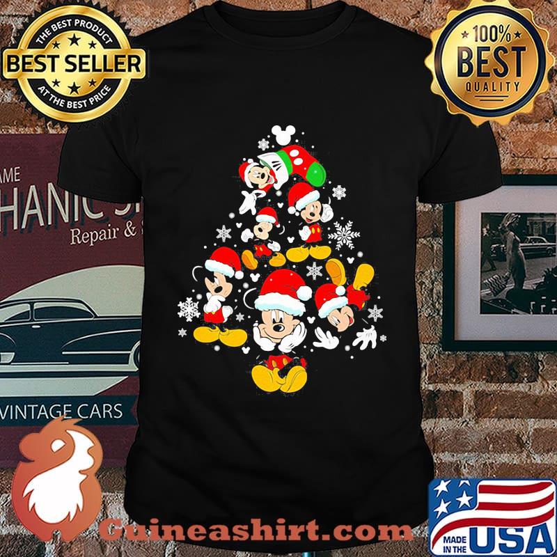 Merry christmas disney mickey mouse santa tree shirt
