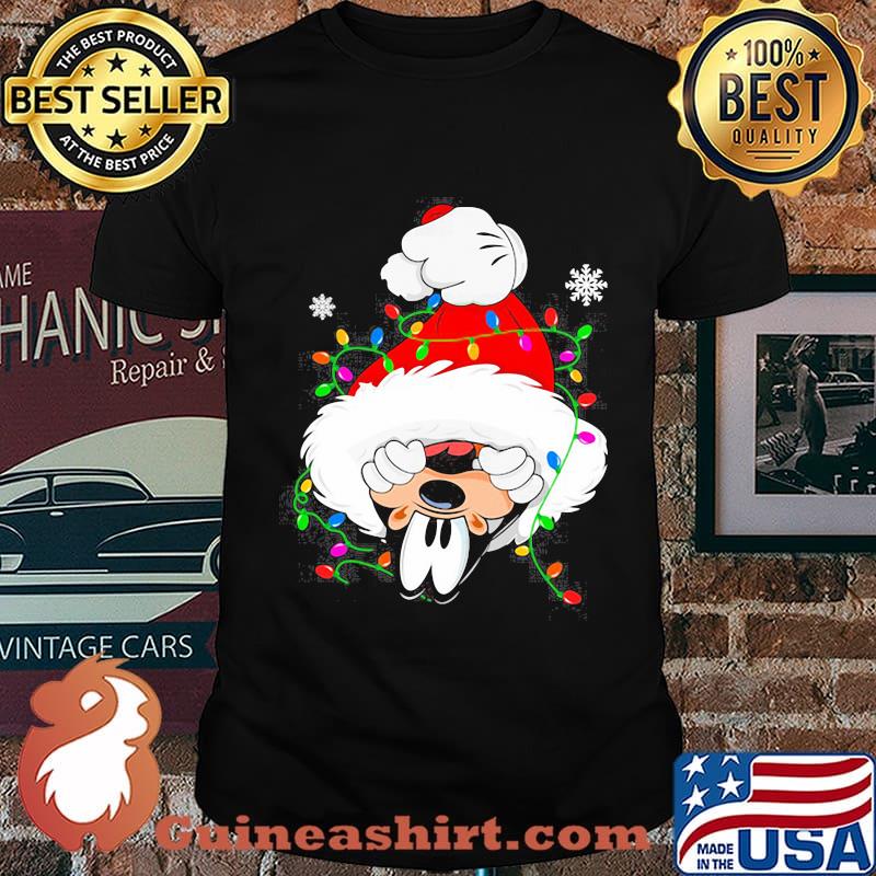 Merry christmas goofy dog santa light shirt