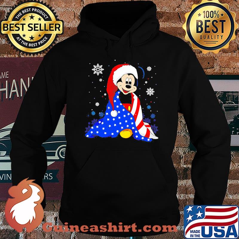 Merry christmas mickey mouse santa claus american flag s Hoodie